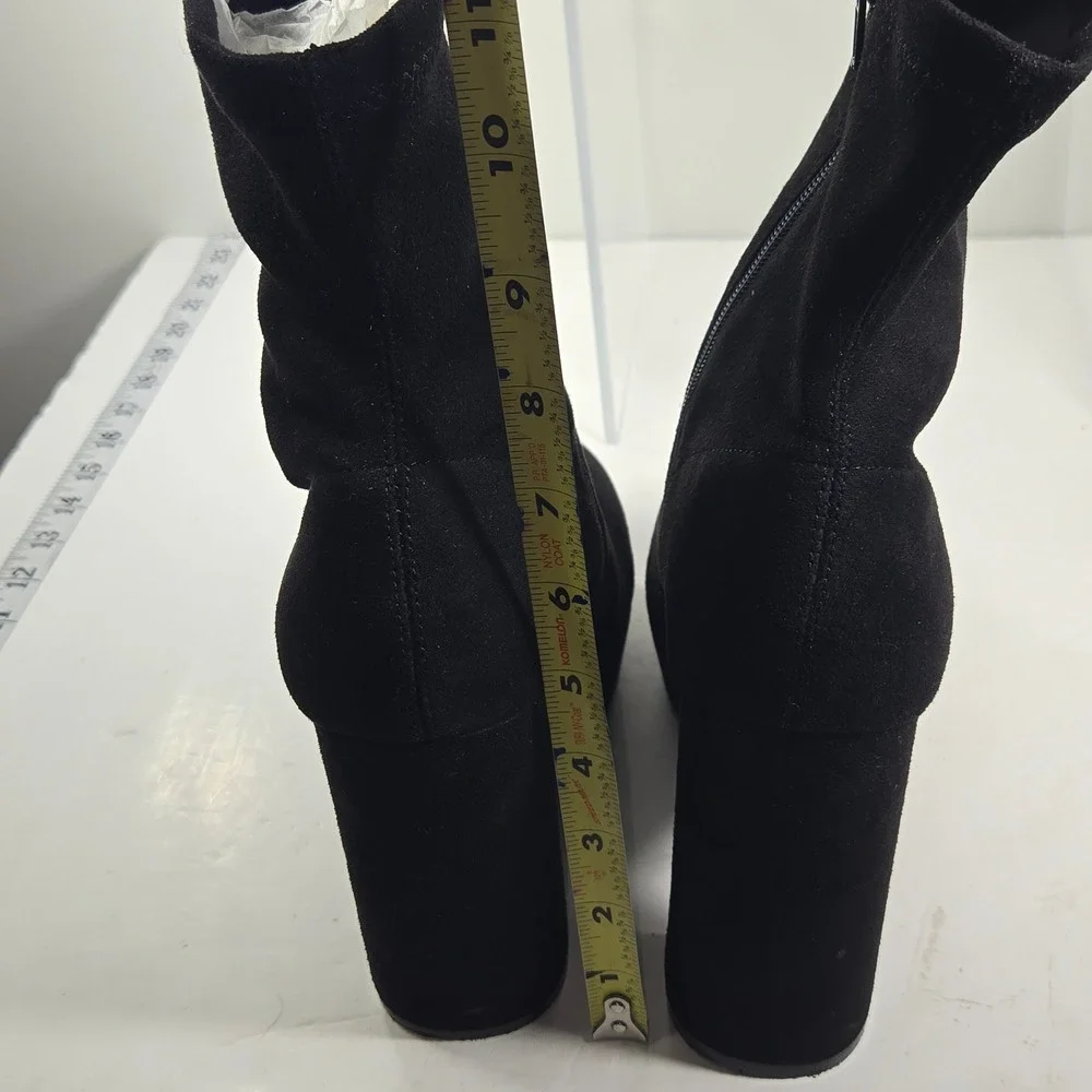 Madden Girl Orchidd Black Fabric Platform Block Heel Ankle Boots Womens‎ 10M